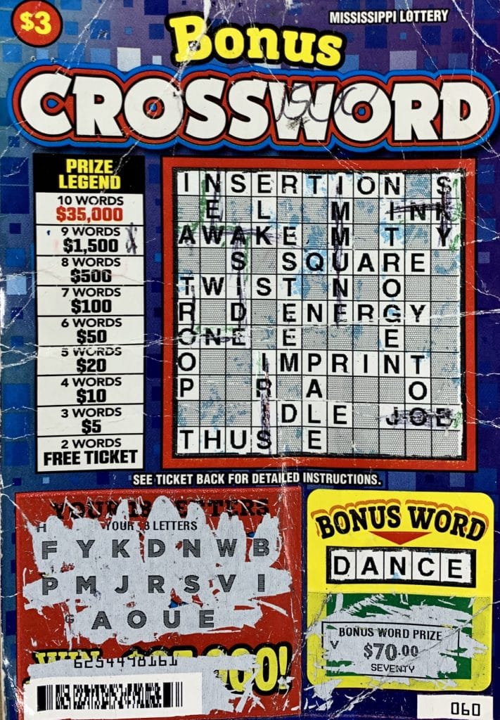 A McHenry woman won $1,500 on a Bonus Crossword scratch-off game purchased from Winn Dixie #1511 on Highway 49, Gulfport.