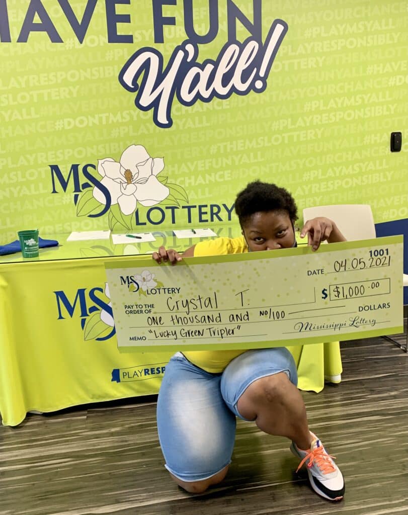 Crystal T. of Jackson won $1,000 on a Lucky Green Tripler scratch-off game purchased from Promise Gas & Grocery on Hwy. 80 W., Jackson.